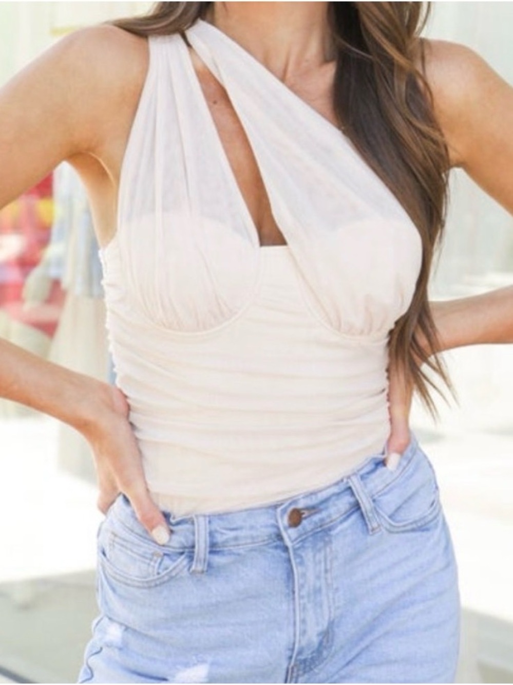 Le Lis Cream Draped Twist-Neck Camisole